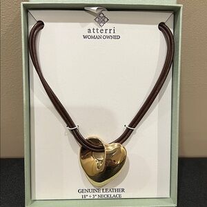 ATTERRI | Heart Statement Piece Adjustable Leather Necklace